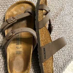 Birkenstock Taupe/Brown Double-Strap Sandals